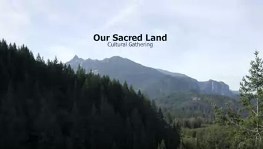 Our Sacred Land Cultural Gathering video thumbnail with mountains