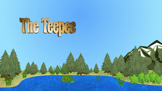 The Teepee video thumbnail illustration of a lake with a turtle